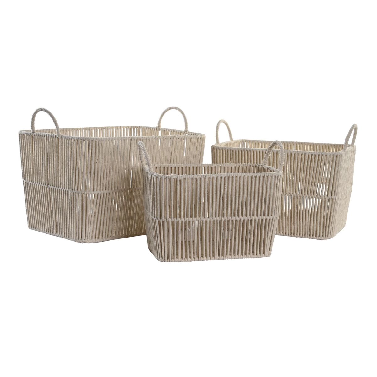 Conjunto de Cestas DKD Home Decor Bege Metal Algodão (39 x 29 x 31 cm) - EcoNest