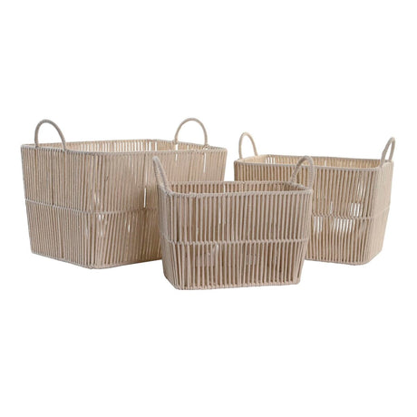 Conjunto de Cestas DKD Home Decor Bege Metal Algodão (39 x 29 x 31 cm) - EcoNest