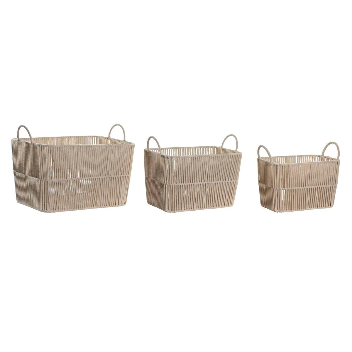 Conjunto de Cestas DKD Home Decor Bege Metal Algodão (39 x 29 x 31 cm) - EcoNest