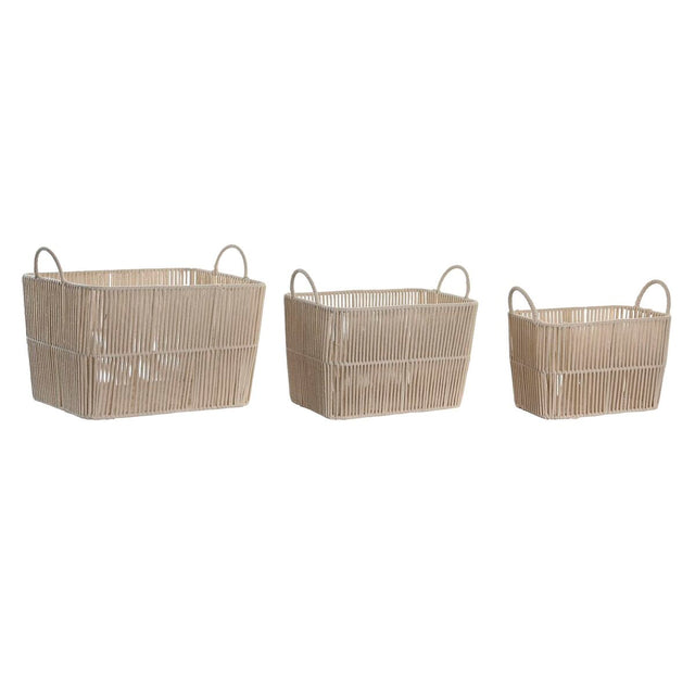 Conjunto de Cestas DKD Home Decor Bege Metal Algodão (39 x 29 x 31 cm) - EcoNest