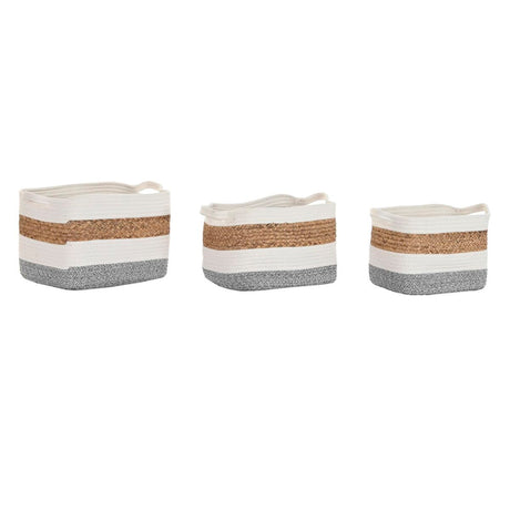 Conjunto de Cestas DKD Home Decor Algodão Branco Fibra natural (36 x 30 x 24 cm) - EcoNest