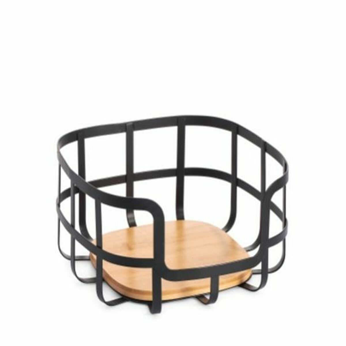 Fruteira DKD Home Decor 24 x 24 x 12,7 cm Natural Preto Aço - EcoNest