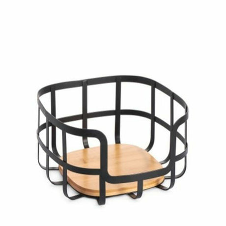 Fruteira DKD Home Decor 24 x 24 x 12,7 cm Natural Preto Aço - EcoNest
