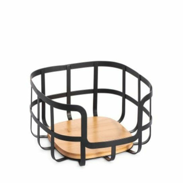 Fruteira DKD Home Decor 24 x 24 x 12,7 cm Natural Preto Aço - EcoNest