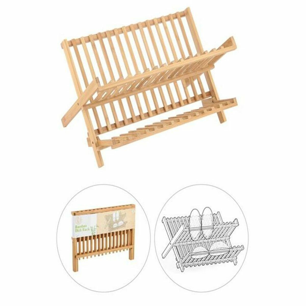 Escorredor de Cozinha Dobrável DKD Home Decor 42 x 27,5 x 38 cm Natural - EcoNest