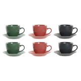 Conjunto de 6 Chávenas com Prato DKD Home Decor Cor de Rosa Branco Verde Cinzento escuro Grés 150 ml - EcoNest