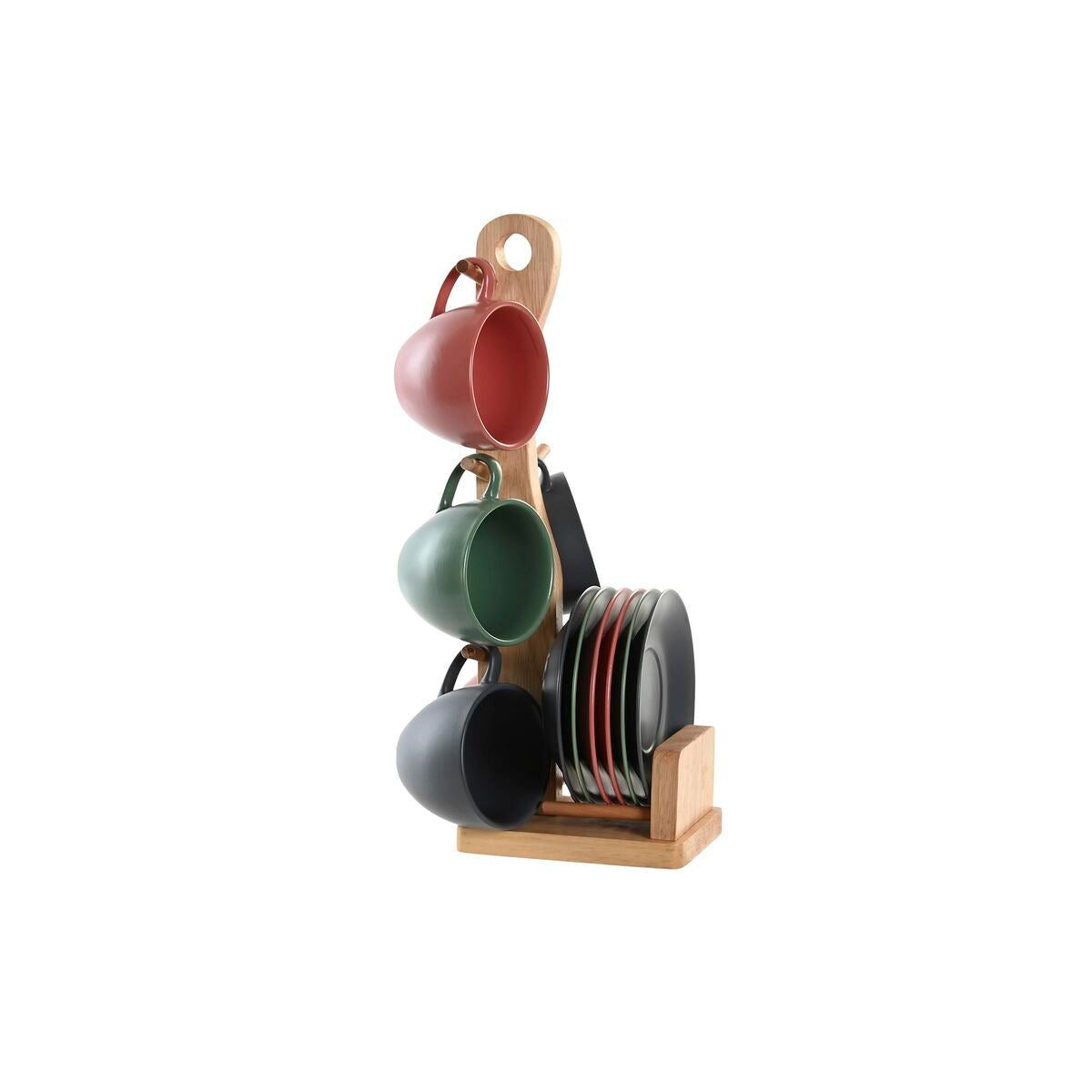 Conjunto de 6 Chávenas com Prato DKD Home Decor Cor de Rosa Branco Verde Cinzento escuro Grés 150 ml - EcoNest