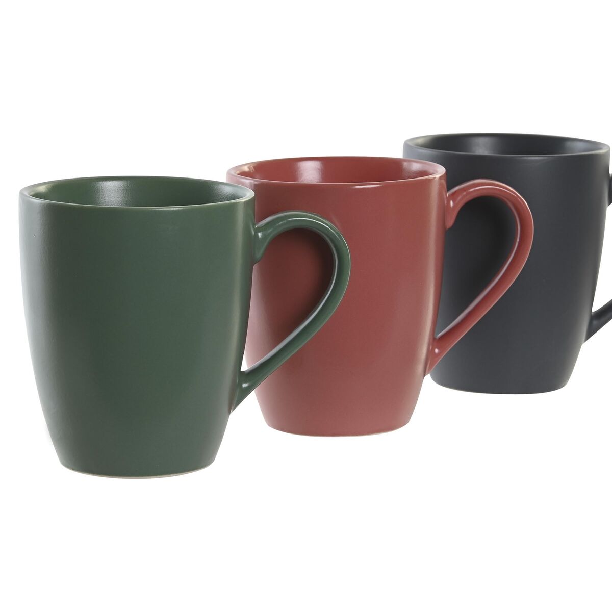 Conjunto de 4 Canecas DKD Home Decor Cor de Rosa Verde Cinzento escuro 300 ml Grés - EcoNest