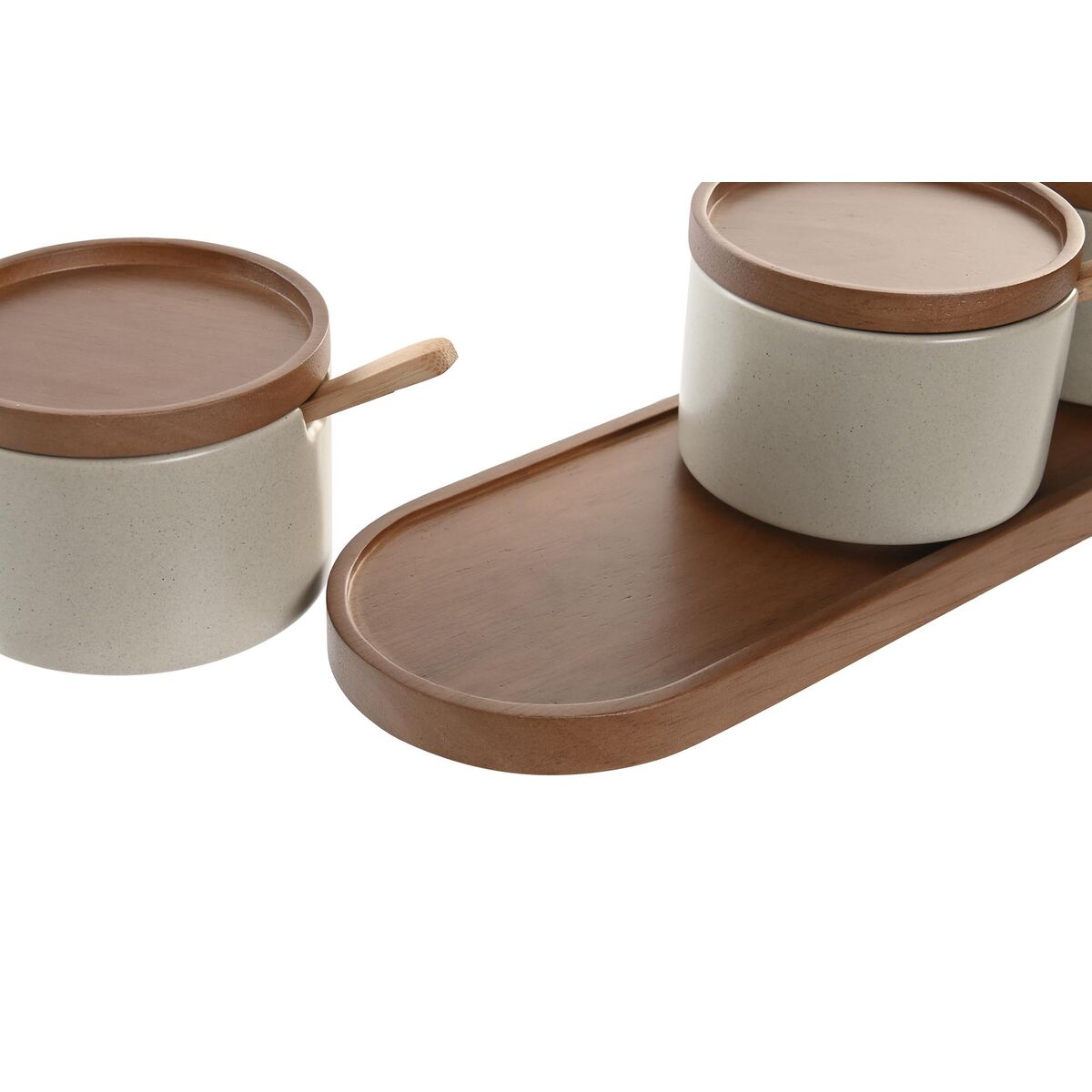 Açucareiro DKD Home Decor 29 x 10 x 7 cm Bege Castanho Madeira da borracha (7 Unidades) - EcoNest