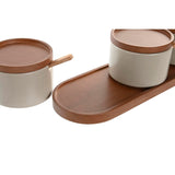 Açucareiro DKD Home Decor 29 x 10 x 7 cm Bege Castanho Madeira da borracha (7 Unidades) - EcoNest