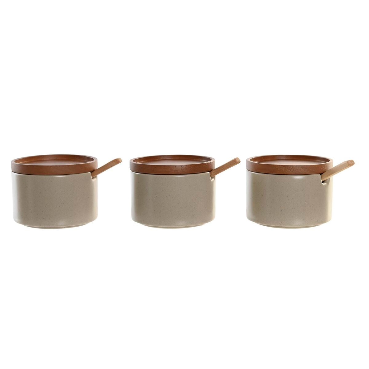 Açucareiro DKD Home Decor 29 x 10 x 7 cm Bege Castanho Madeira da borracha (7 Unidades) - EcoNest