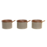 Açucareiro DKD Home Decor 29 x 10 x 7 cm Bege Castanho Madeira da borracha (7 Unidades) - EcoNest