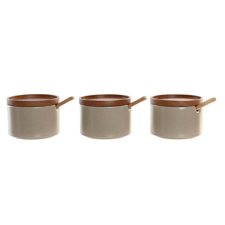 Açucareiro DKD Home Decor 29 x 10 x 7 cm Bege Castanho Madeira da borracha (7 Unidades) - EcoNest