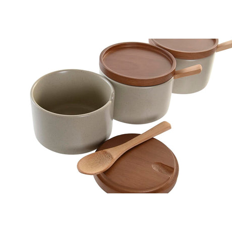 Açucareiro DKD Home Decor 29 x 10 x 7 cm Bege Castanho Madeira da borracha (7 Unidades) - EcoNest