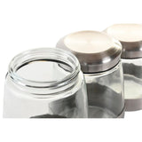 Conjunto de 3 Potes DKD Home Decor Cristal Prateado Transparente Aço inoxidável - EcoNest