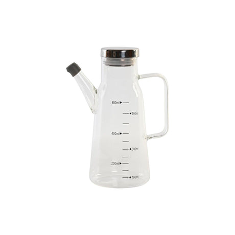Galheteiro DKD Home Decor 15 x 9 x 19,6 cm Prateado Aço inoxidável 550 ml Vidro de Borosilicato - EcoNest