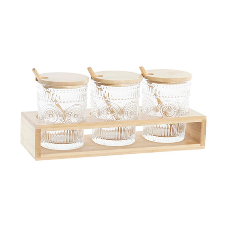 Açucareiro DKD Home Decor 28 x 10 x 13,5 cm Cristal Natural Transparente 300 ml Vidro de Borosilicato - EcoNest