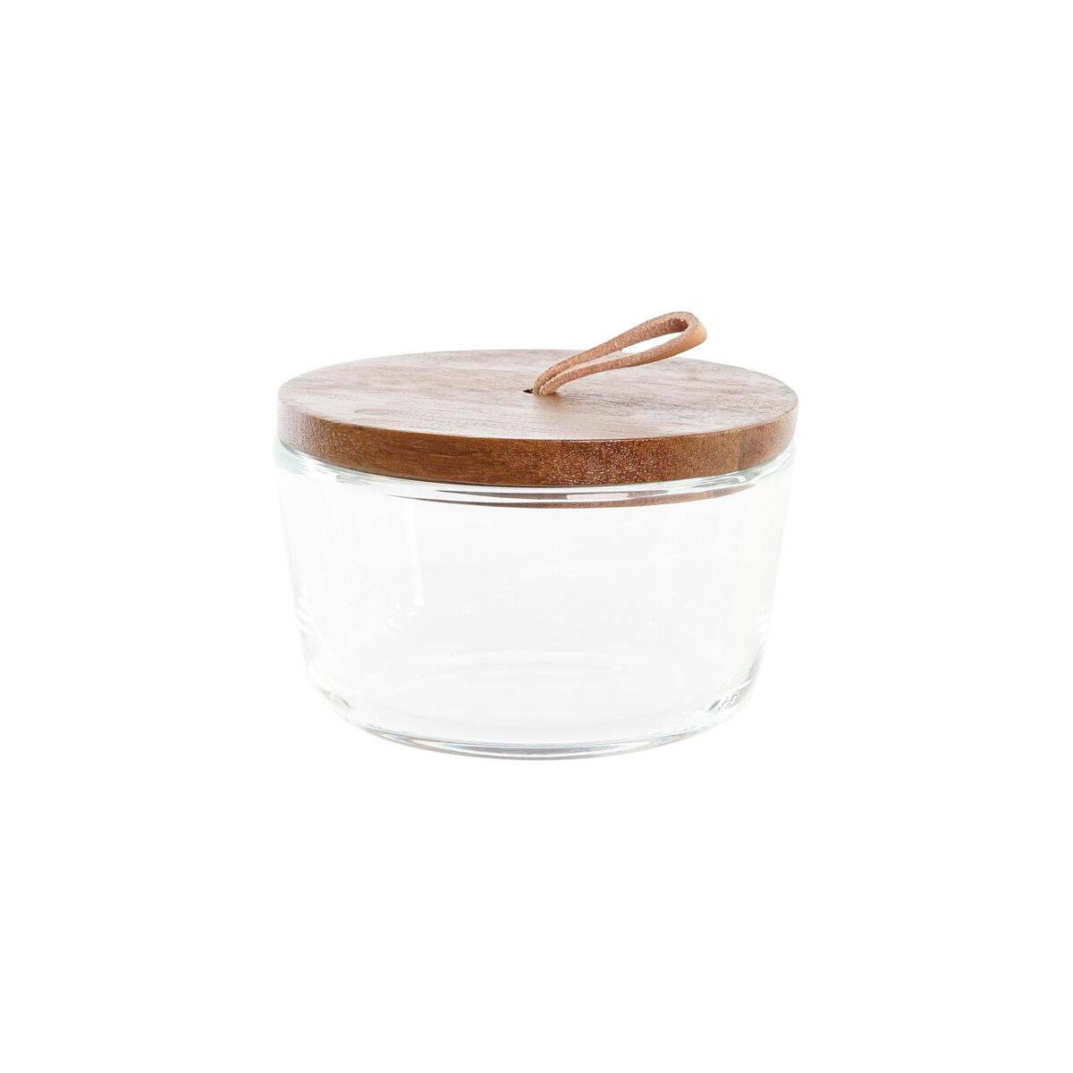Conjunto de 2 Potes DKD Home Decor 20,5 x 10,5 x 7 cm Cristal Castanho Transparente Acácia 240 ml