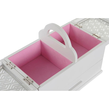 Guarda-Joias DKD Home Decor 16 x 17 x 28 cm Branco Rosa Claro Madeira MDF - EcoNest