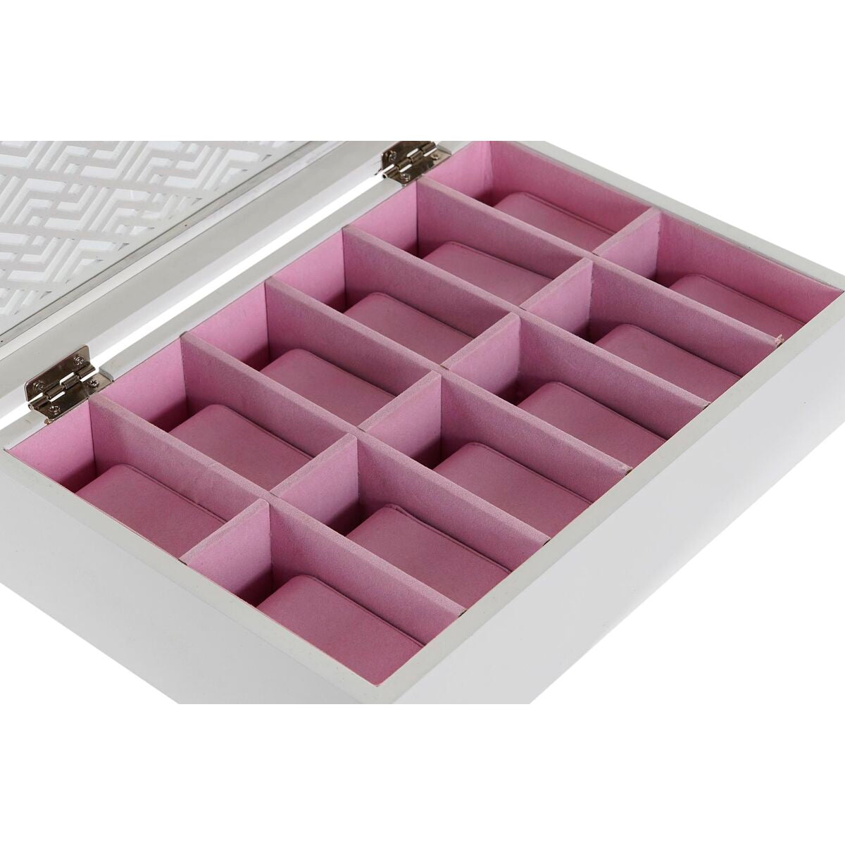 Caixa para relógios DKD Home Decor 29 x 20 x 9 cm Cristal Branco Rosa Claro Madeira MDF - EcoNest