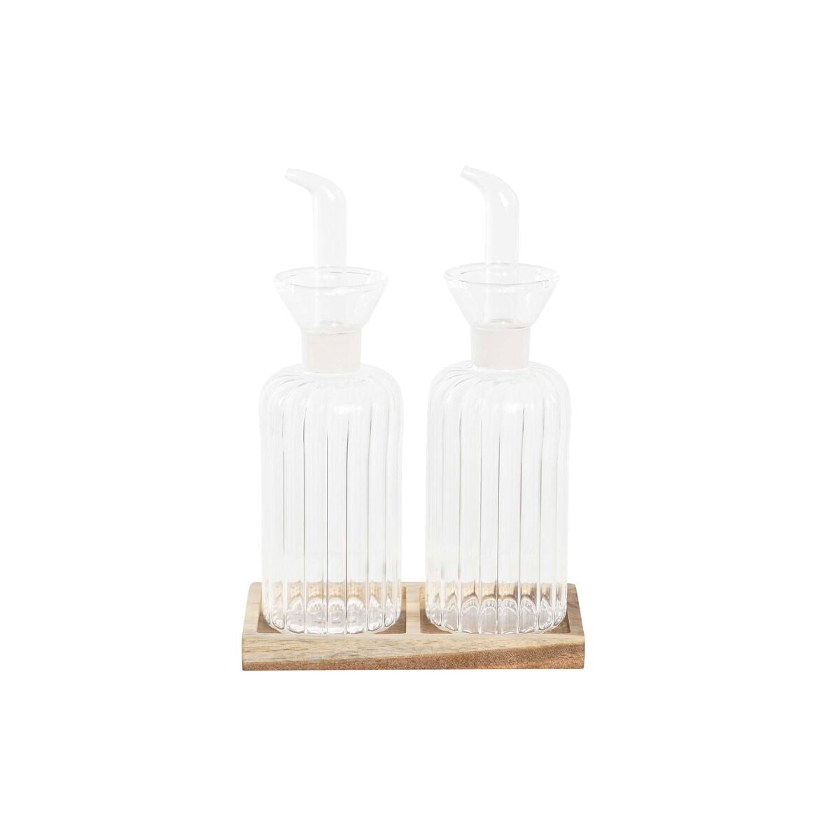 Galheteiro DKD Home Decor 250 ml 14 x 7,5 x 21 cm Natural Transparente Acácia Vidro de Borosilicato - EcoNest