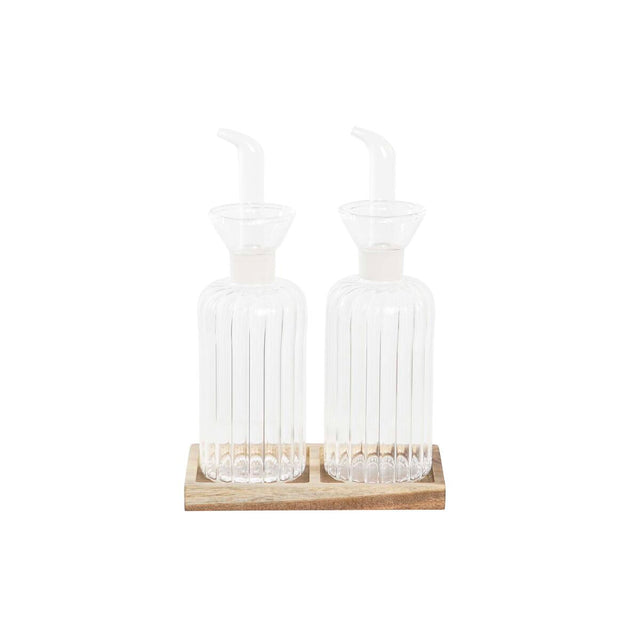 Galheteiro DKD Home Decor 250 ml 14 x 7,5 x 21 cm Natural Transparente Acácia Vidro de Borosilicato - EcoNest