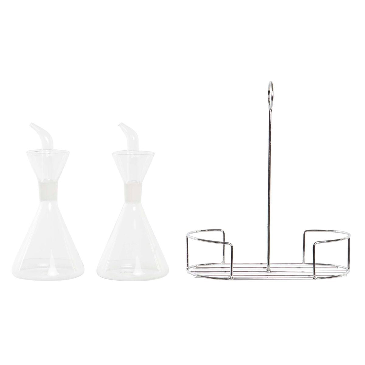 Galheteiro DKD Home Decor 200 ml 19,5 x 10 x 23,5 cm Metal Transparente 2 Unidades Vidro de Borosilicato - EcoNest