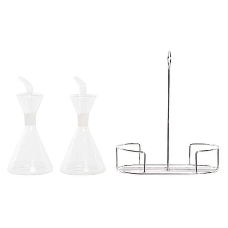 Galheteiro DKD Home Decor 200 ml 19,5 x 10 x 23,5 cm Metal Transparente 2 Unidades Vidro de Borosilicato - EcoNest