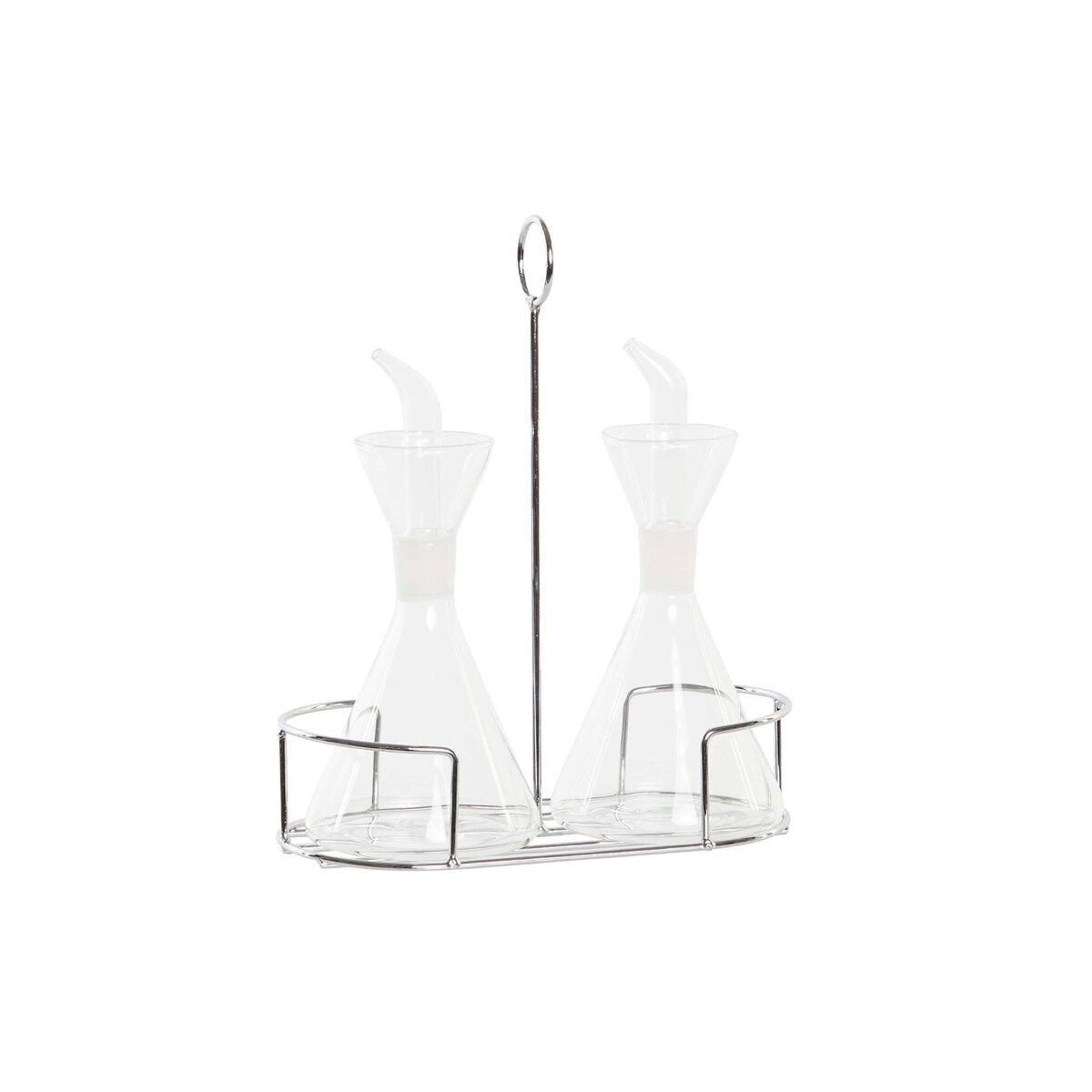 Galheteiro DKD Home Decor 200 ml 19,5 x 10 x 23,5 cm Metal Transparente 2 Unidades Vidro de Borosilicato - EcoNest