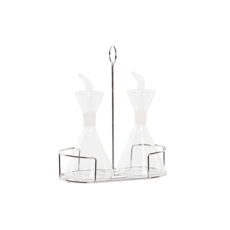 Galheteiro DKD Home Decor 200 ml 19,5 x 10 x 23,5 cm Metal Transparente 2 Unidades Vidro de Borosilicato - EcoNest