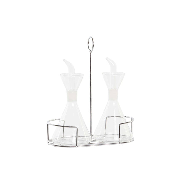 Galheteiro DKD Home Decor 200 ml 19,5 x 10 x 23,5 cm Metal Transparente 2 Unidades Vidro de Borosilicato - EcoNest