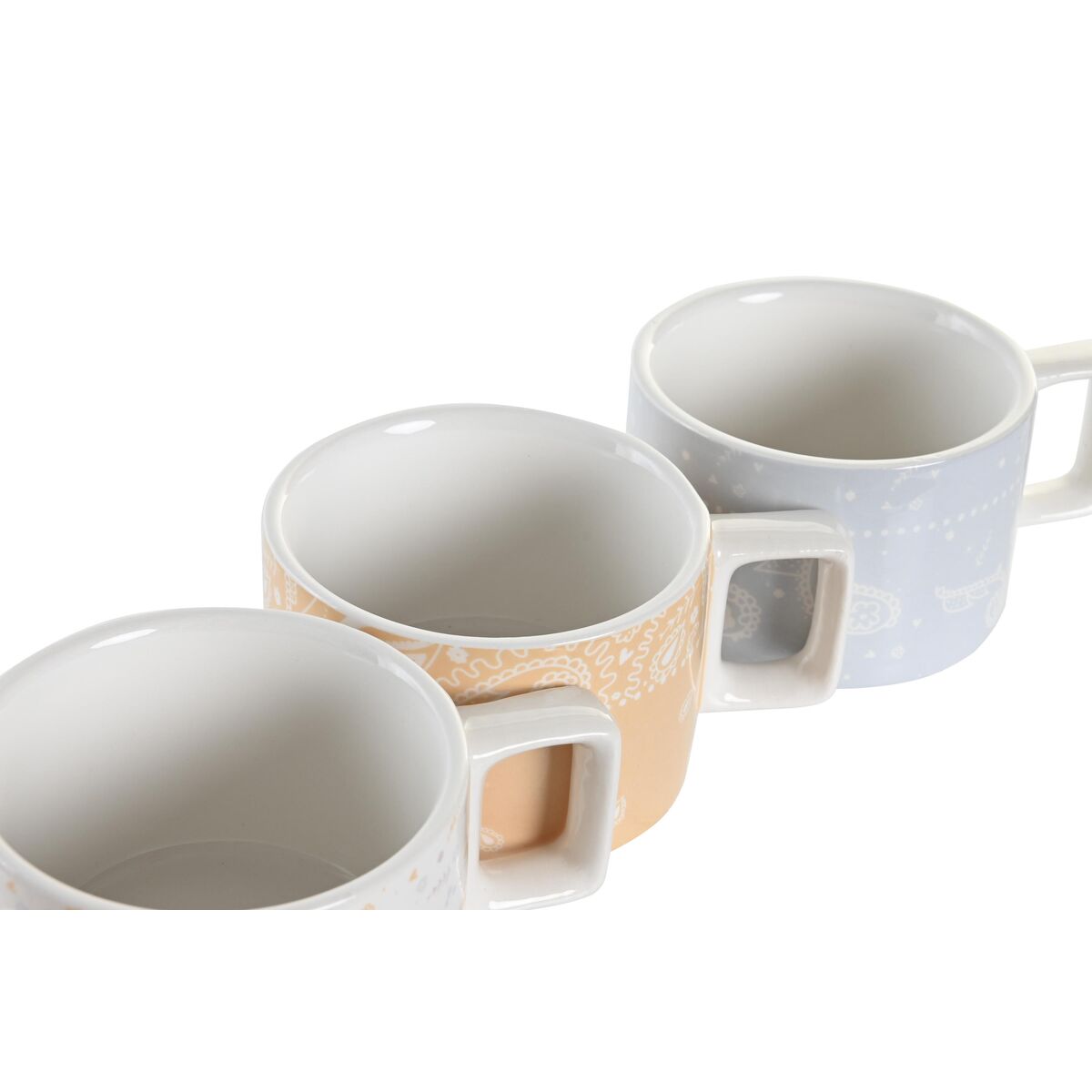 Conjunto de Chávenas de Café DKD Home Decor Amarelo Azul Branco Vermelho Metal Bambu Dolomite 4 Peças 260 ml - EcoNest