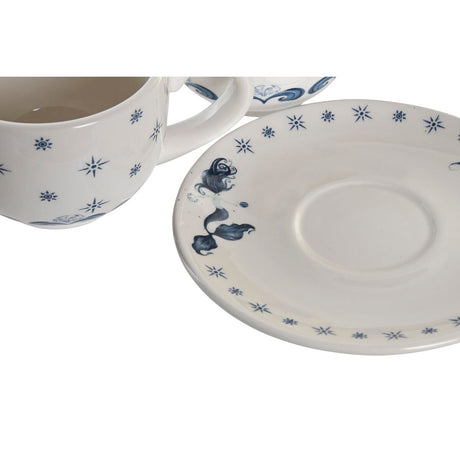 Conjunto de Chávenas com Pratos DKD Home Decor Azul Metal Branco 180 ml Dolomite - EcoNest