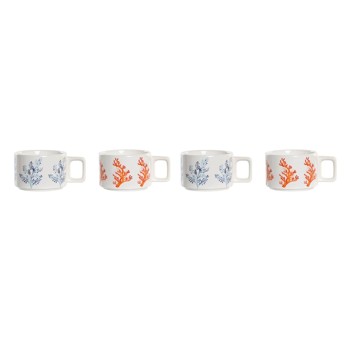 Conjunto de Chávenas de Café DKD Home Decor Azul Metal Fúcsia 260 ml 4 Peças Dolomite - EcoNest