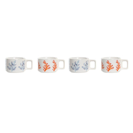 Conjunto de Chávenas de Café DKD Home Decor Azul Metal Fúcsia 260 ml 4 Peças Dolomite - EcoNest
