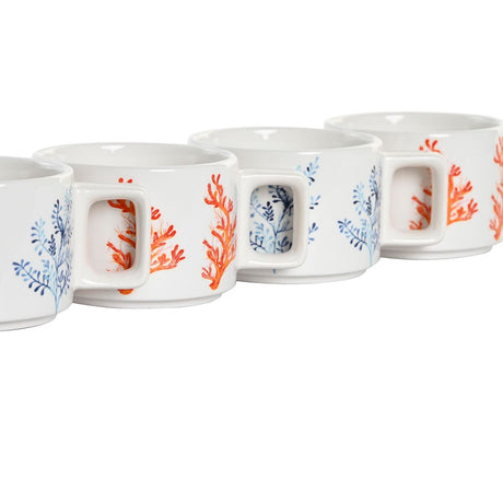 Conjunto de Chávenas de Café DKD Home Decor Azul Metal Fúcsia 260 ml 4 Peças Dolomite - EcoNest