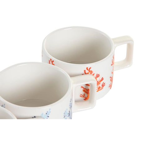 Conjunto de Chávenas de Café DKD Home Decor Azul Metal Fúcsia 260 ml 4 Peças Dolomite - EcoNest