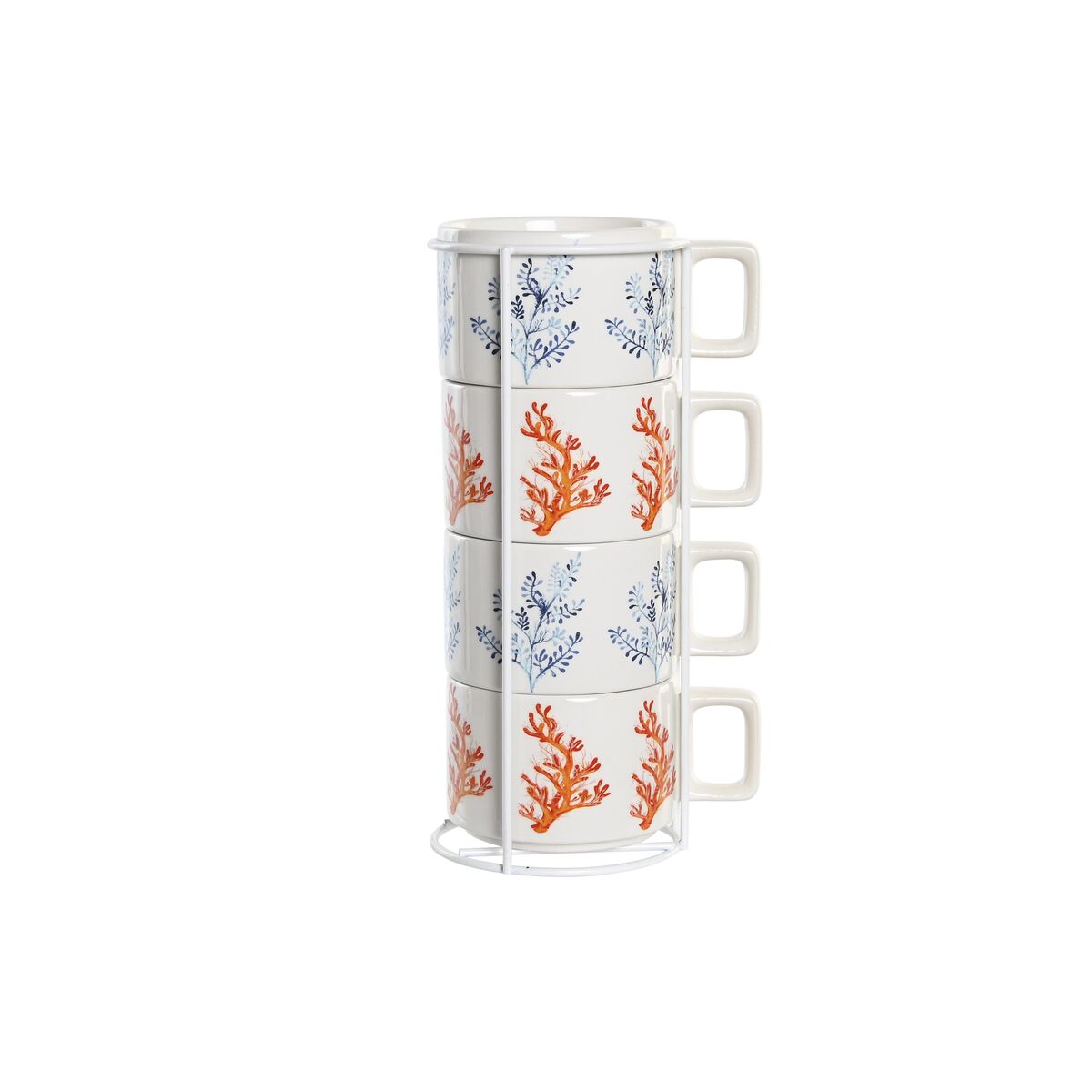 Conjunto de Chávenas de Café DKD Home Decor Azul Metal Fúcsia 260 ml 4 Peças Dolomite - EcoNest