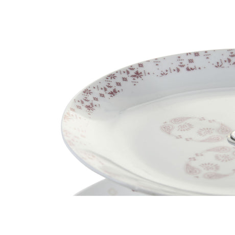 Fruteira DKD Home Decor 27 x 27 x 34 cm Porcelana Cor de Rosa Metal Branco - EcoNest
