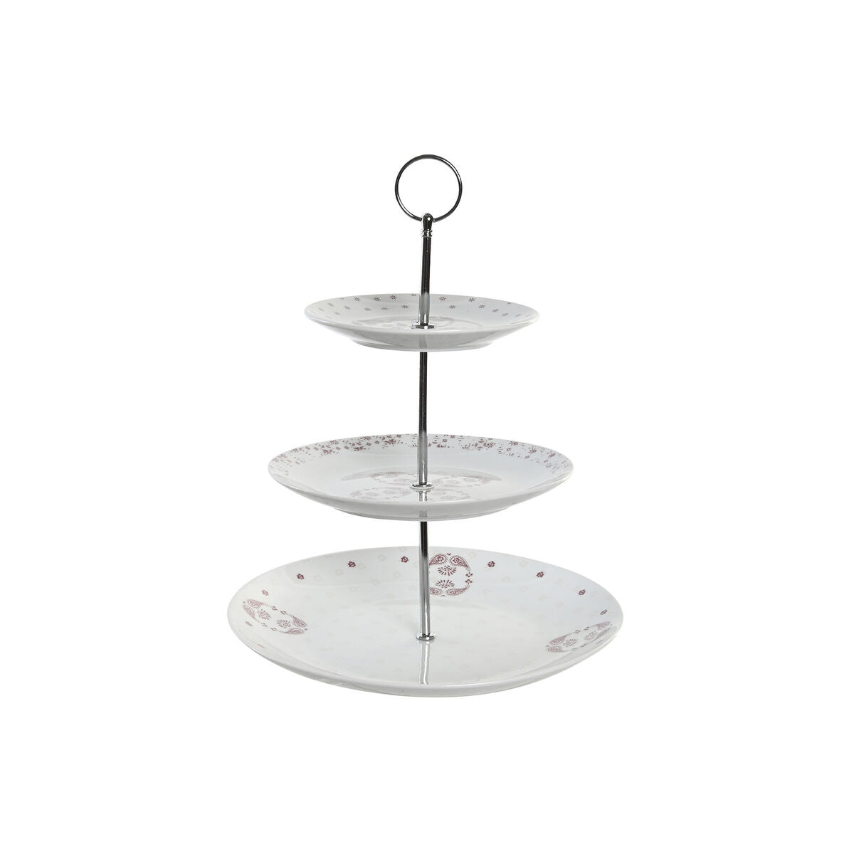 Fruteira DKD Home Decor 27 x 27 x 34 cm Porcelana Cor de Rosa Metal Branco - EcoNest