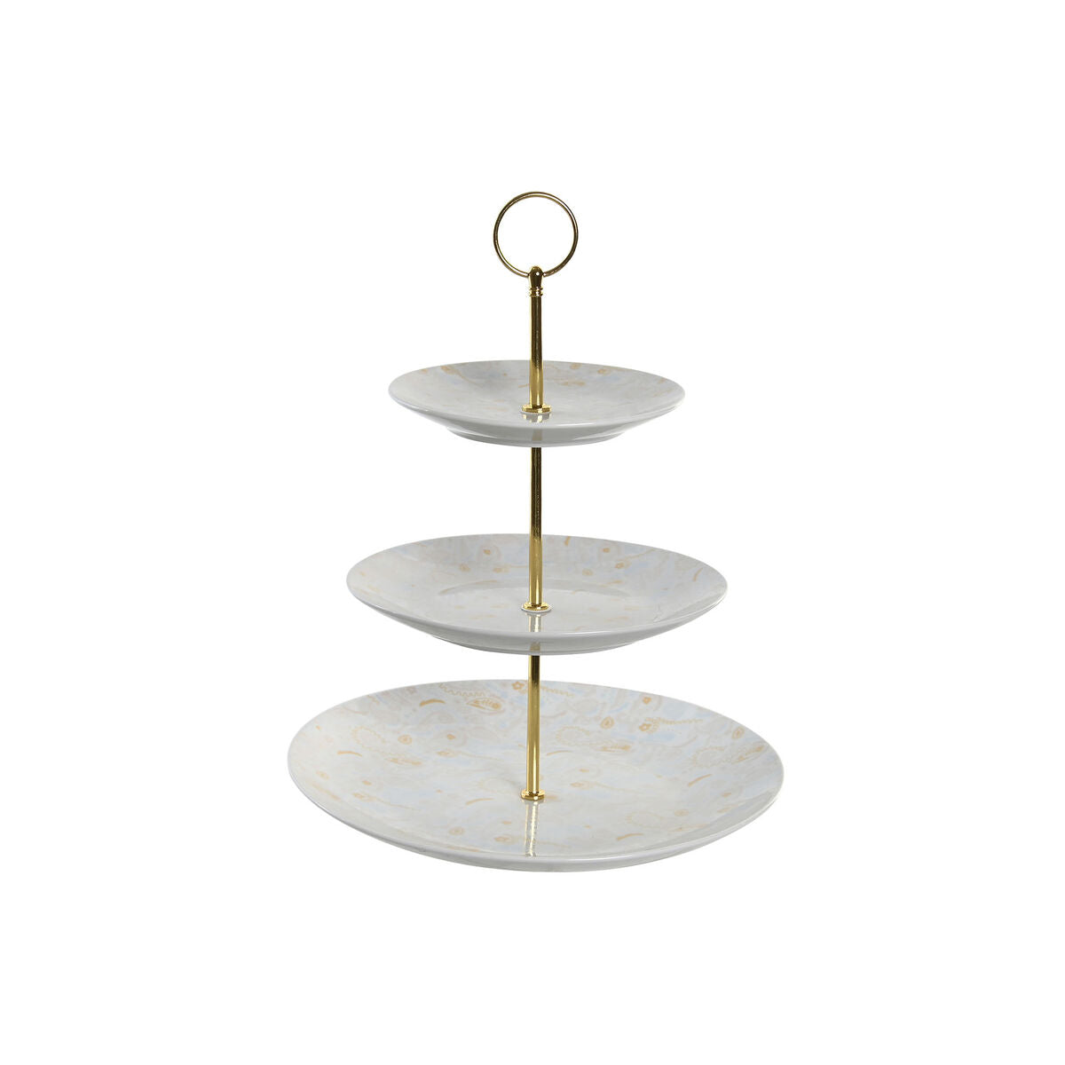 Fruteira DKD Home Decor 27 x 27 x 34 cm Porcelana Azul Cor de Rosa Metal - EcoNest