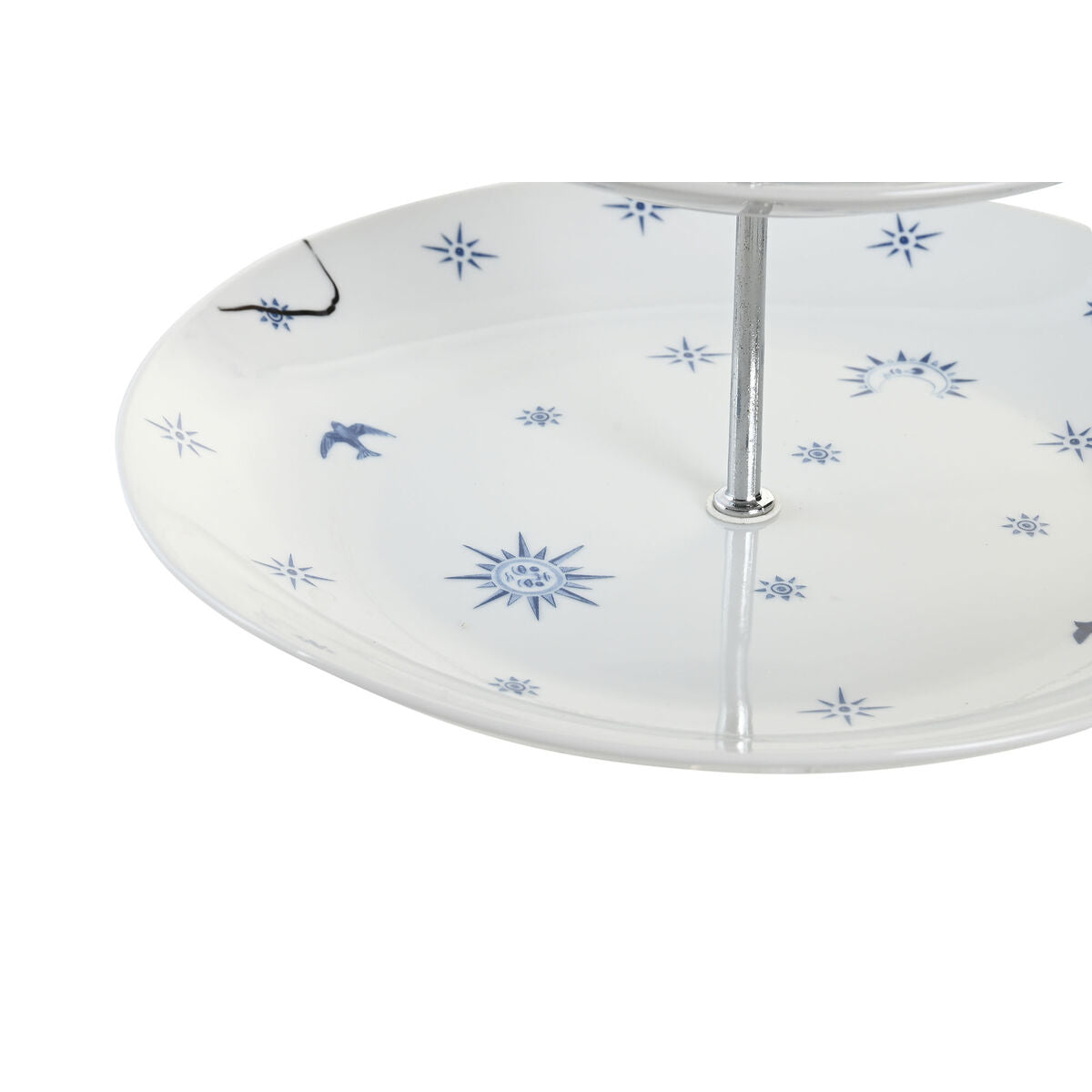 Fruteira DKD Home Decor 27 x 27 x 34 cm Porcelana Azul Metal Branco - EcoNest