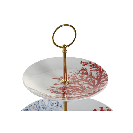 Fruteira DKD Home Decor 27 x 27 x 34 cm Porcelana Azul Metal Fúcsia Branco - EcoNest
