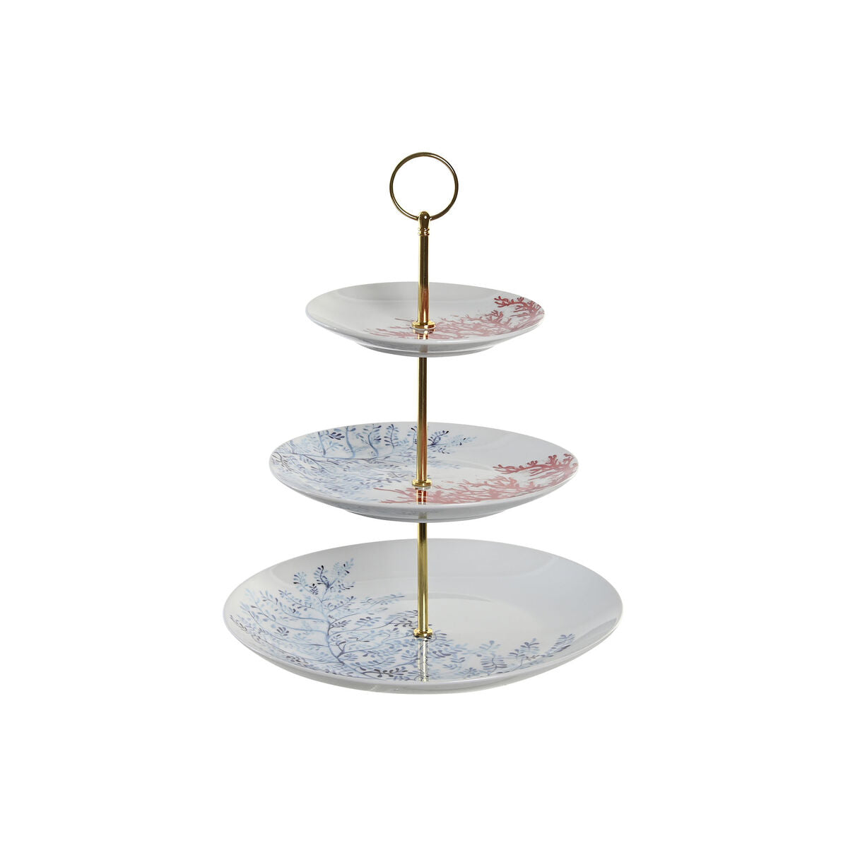 Fruteira DKD Home Decor 27 x 27 x 34 cm Porcelana Azul Metal Fúcsia Branco - EcoNest