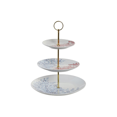 Fruteira DKD Home Decor 27 x 27 x 34 cm Porcelana Azul Metal Fúcsia Branco - EcoNest