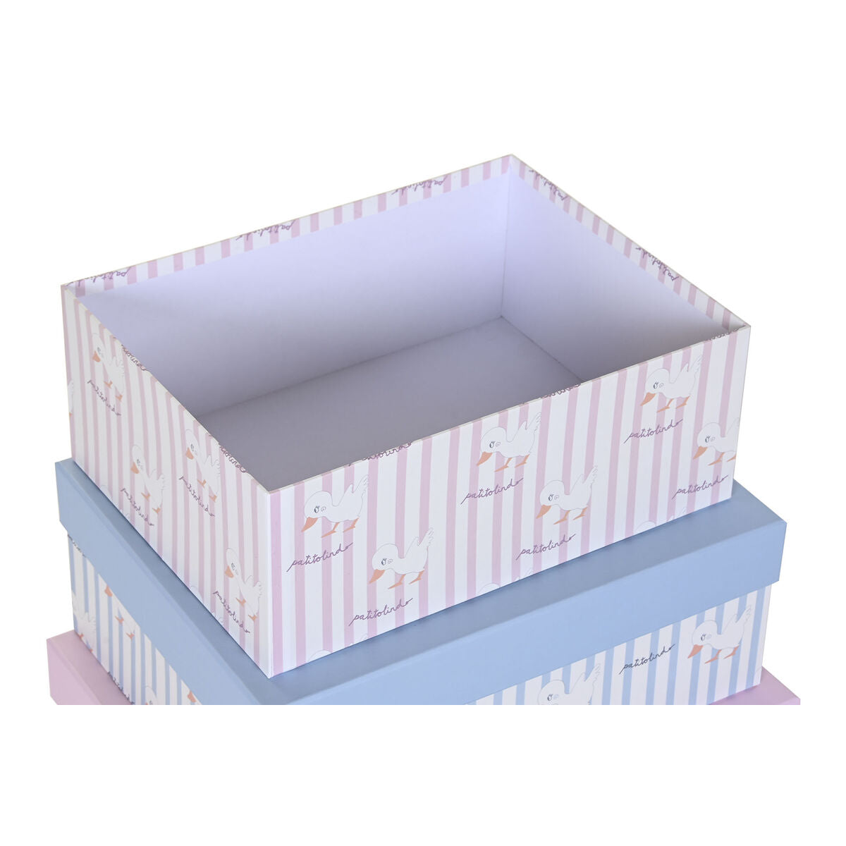 Conjunto de Caixas de Organização Empilháveis DKD Home Decor Azul Cor de Rosa Cartão (43,5 x 33,5 x 15,5 cm) - EcoNest