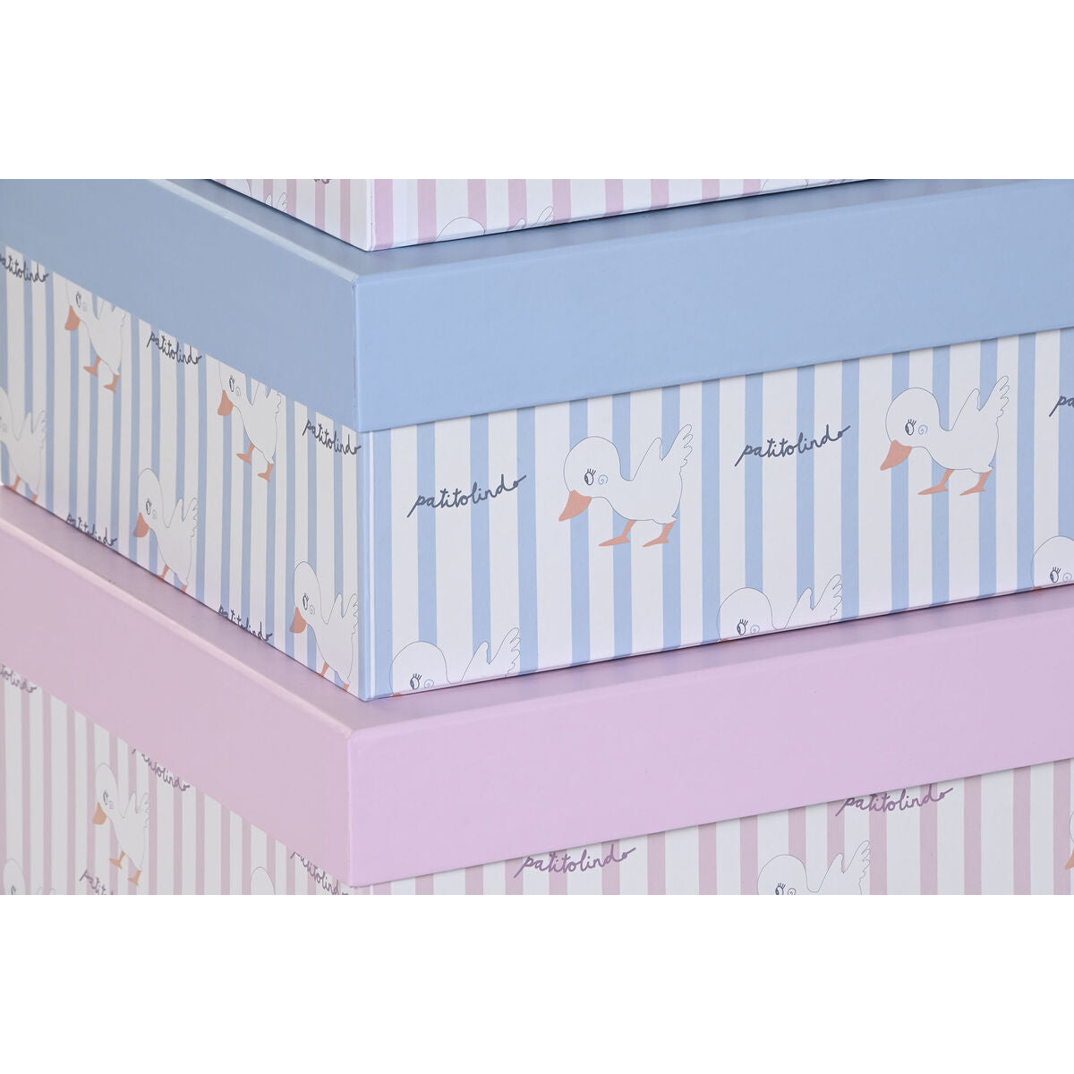 Conjunto de Caixas de Organização Empilháveis DKD Home Decor Azul Cor de Rosa Cartão (43,5 x 33,5 x 15,5 cm) - EcoNest