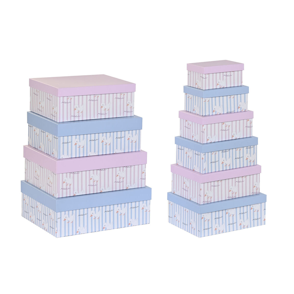 Conjunto de Caixas de Organização Empilháveis DKD Home Decor Azul Cor de Rosa Cartão (43,5 x 33,5 x 15,5 cm) - EcoNest