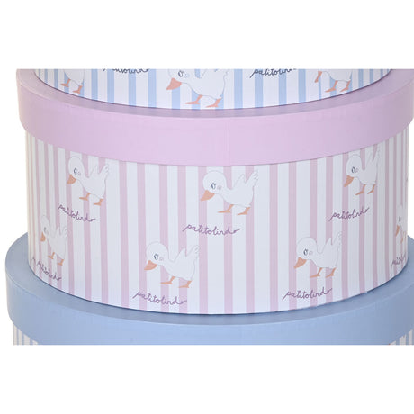 Conjunto de Caixas de Organização Empilháveis DKD Home Decor Azul Cor de Rosa Cartão (37,5 x 37,5 x 18 cm) - EcoNest