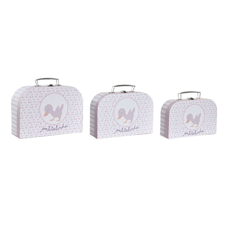 Jogo de Caixas Decorativas DKD Home Decor 28 x 9,5 x 20 cm Cor de Rosa Metal Multicolor Cartão - EcoNest
